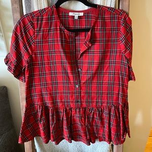 Madewell plaid peplum top